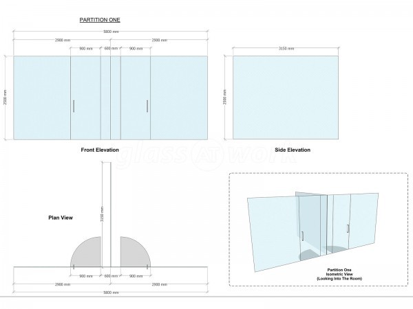 LDN Apprenticeships (Stockwell, London): Two Glass Meeting Rooms With Glazed Separating Wall [With Black Frame]