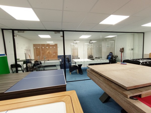 Liberty Games (Epsom, Surrey): Toughened Glass Partition With Double Doors