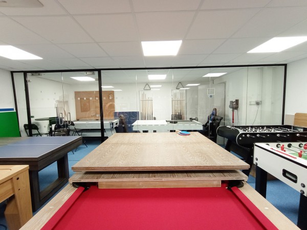 Liberty Games (Epsom, Surrey): Toughened Glass Partition With Double Doors