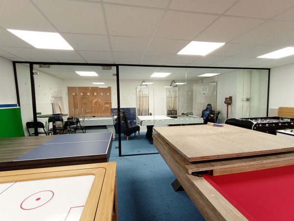 Liberty Games (Epsom, Surrey): Toughened Glass Partition With Double Doors