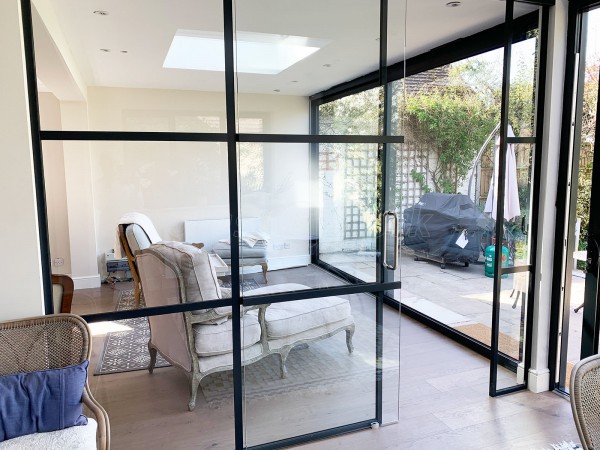 Residential Project (Walton-on-Thames, Surrey): Black T-Bar Industrial Style Room Divider With Sliding Door