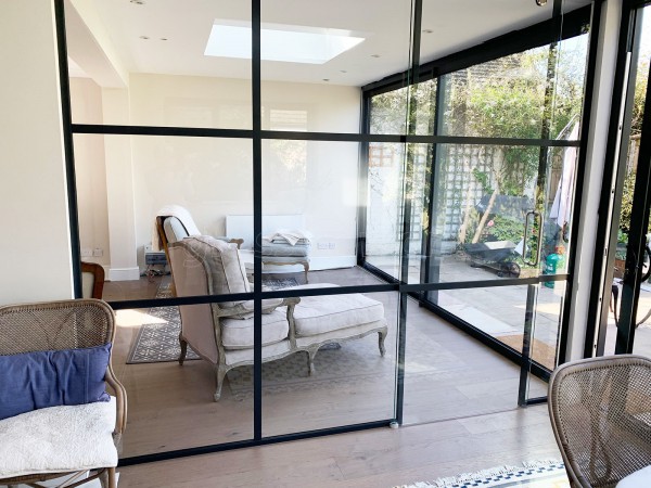 Residential Project (Walton-on-Thames, Surrey): Black T-Bar Industrial Style Room Divider With Sliding Door