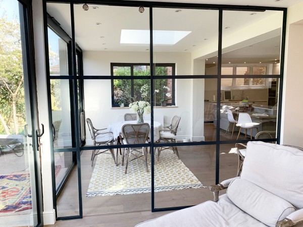 Residential Project (Walton-on-Thames, Surrey): Black T-Bar Industrial Style Room Divider With Sliding Door