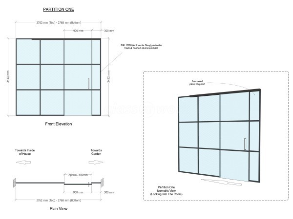 Residential Project (Walton-on-Thames, Surrey): Black T-Bar Industrial Style Room Divider With Sliding Door