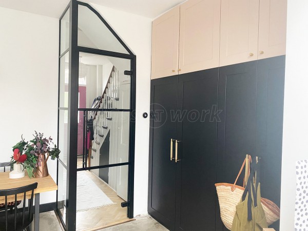 Residential Project (Aldersbrook, London): T-Bar Black Framed Glass Corner Wall and Door Using Acoustic Glass