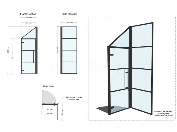 Residential Project (Aldersbrook, London): T-Bar Black Framed Glass Corner Wall and Door Using Acoustic Glass