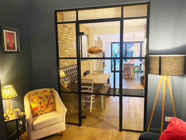 Residential Project (Hanwell, London): Heritage Black Metal Framed Glass Door Partition For Snug