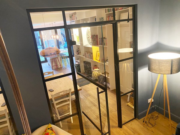 Residential Project (Hanwell, London): Heritage Black Metal Framed Glass Door Partition For Snug