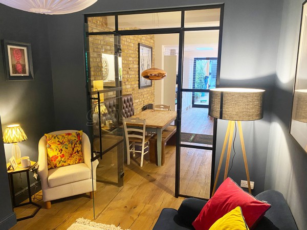 Residential Project (Hanwell, London): Heritage Black Metal Framed Glass Door Partition For Snug