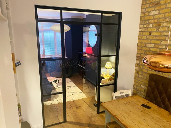 Residential Project (Hanwell, London): Heritage Black Metal Framed Glass Door Partition For Snug