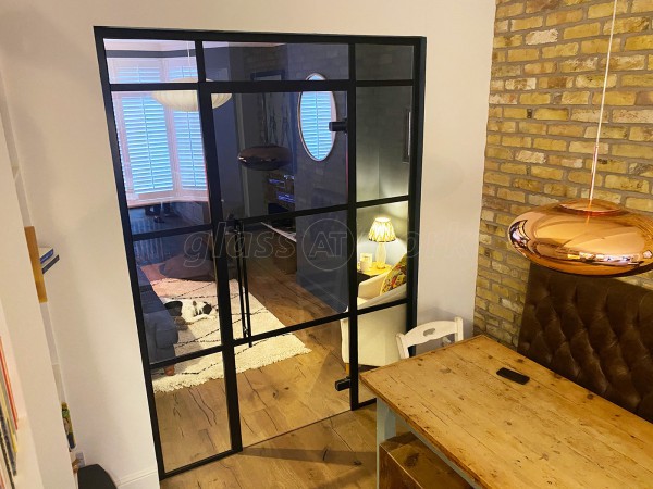 Residential Project (Hanwell, London): Heritage Black Metal Framed Glass Door Partition For Snug