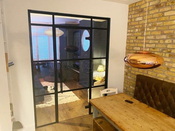 Residential Project (Hanwell, London): Heritage Black Metal Framed Glass Door Partition For Snug
