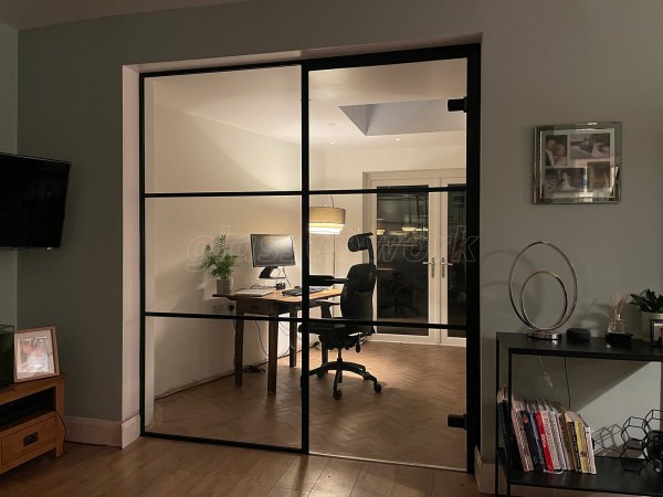 Domestic Project (Sale, Greater Manchester): Home Office Industrial-Style Glass Wall and Door