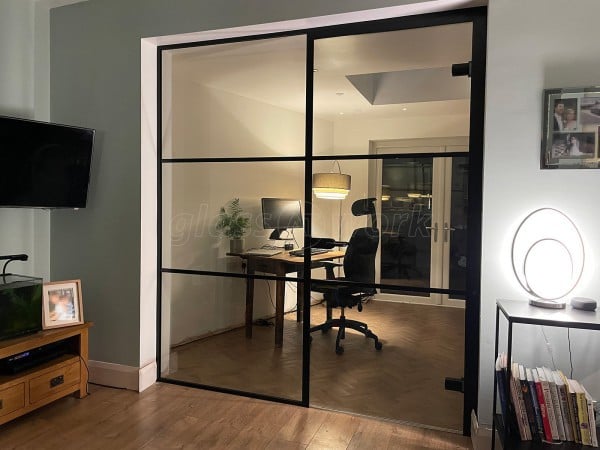 Domestic Project (Sale, Greater Manchester): Home Office Industrial-Style Glass Wall and Door