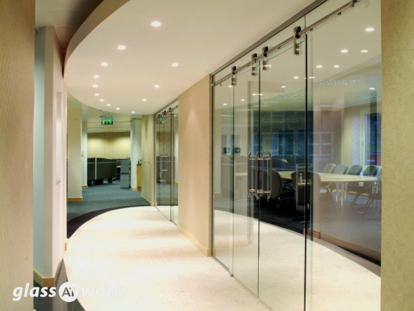 Exposed Rail Sliding Frameless Glass Doors