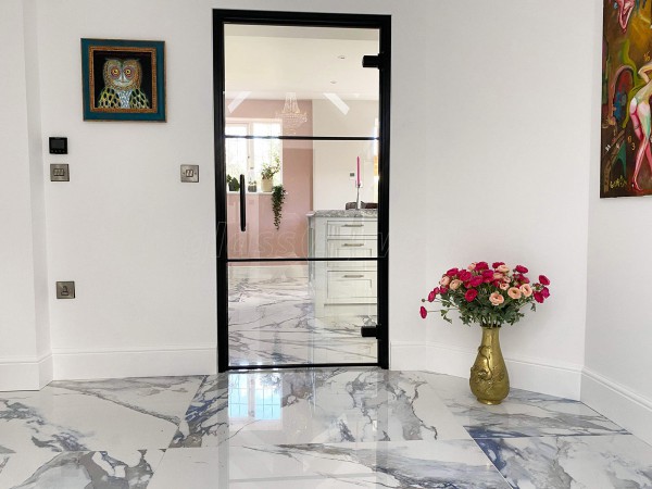 Domestic Project (Kettering, Northamptonshire): Black Framed Metal and Glass Door