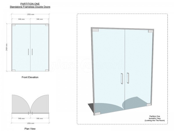 MIDDLEBY UK (Warrington, Lancashire): Toughened Glass Open Ended Partition & Double Frameless Glass Doors