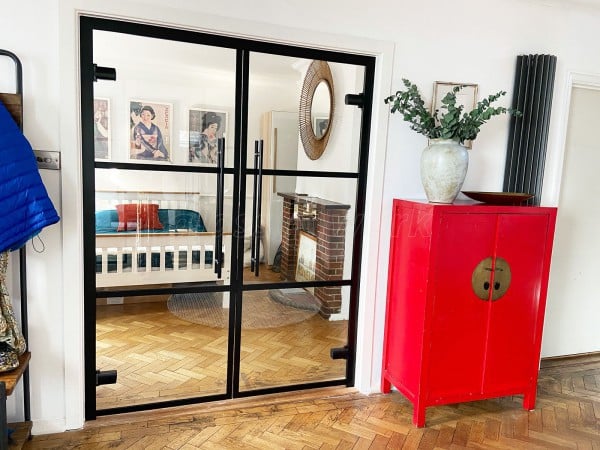 Residential Project (Epsom, Surrey): T-Bar Slimline Glass Double Doors With Black Aluminium Frame