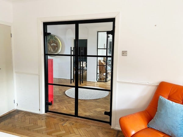 Residential Project (Epsom, Surrey): T-Bar Slimline Glass Double Doors With Black Aluminium Frame