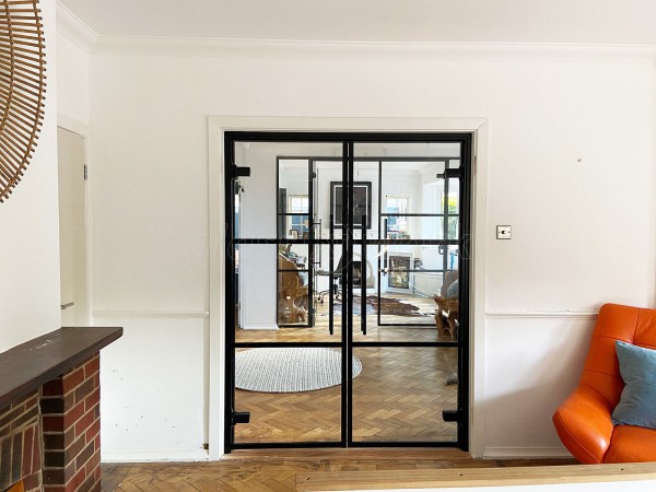 Residential Project (Epsom, Surrey): T-Bar Slimline Glass Double Doors With Black Aluminium Frame