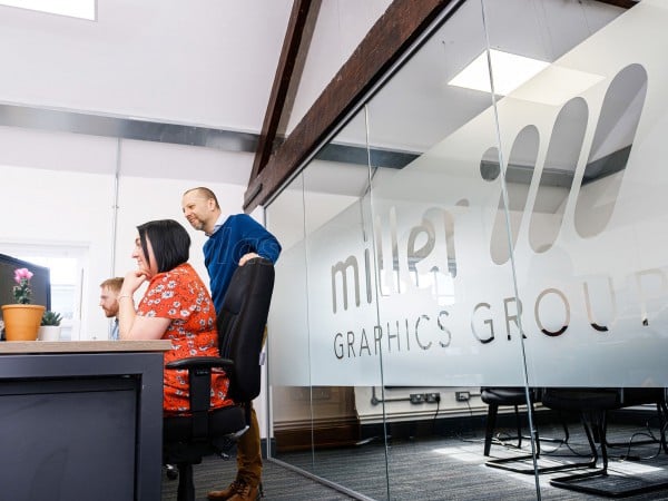 Miller Graphics UK (Beverley, East Yorkshire): Single Glazed Acoustic Partition with Framed Door