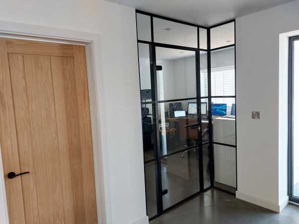 Domestic Project (Henley-in-Arden, Warwickshire): T-Bar Home Office Black Framed Glass Partition and Door