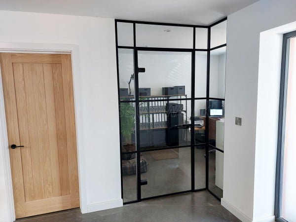 Domestic Project (Henley-in-Arden, Warwickshire): T-Bar Home Office Black Framed Glass Partition and Door