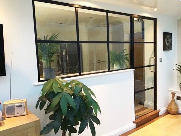 Residential Project (Barnard Castle, County Durham): T-Bar Metal and Glass Interior Wall With Black Frame