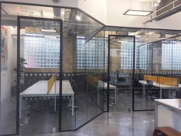 M Squared London Ltd (Dollis Hill, London): Commercial Glass Office Partition Fit-out With Black Track Work