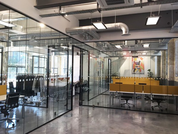 M Squared London Ltd (Dollis Hill, London): Commercial Glass Office Partition Fit-out With Black Track Work