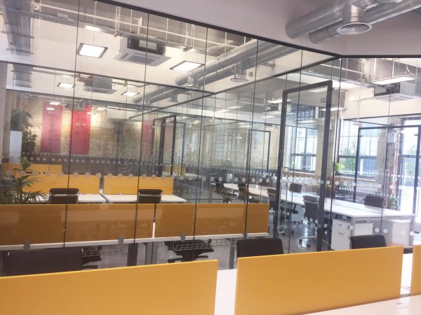 M Squared London Ltd (Dollis Hill, London): Commercial Glass Office Partition Fit-out With Black Track Work