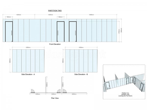 M Squared London Ltd (Dollis Hill, London): Commercial Glass Office Partition Fit-out With Black Track Work