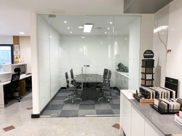 Natural Granite (Burngreave, Sheffield): Toughened Frameless Glass Office Partition