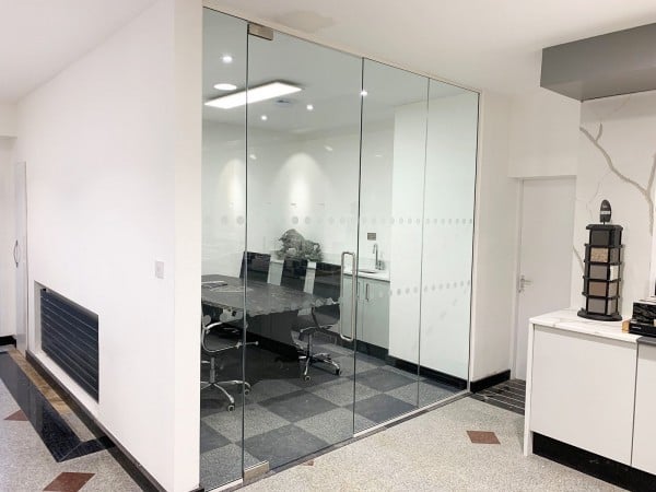 Natural Granite (Burngreave, Sheffield): Toughened Frameless Glass Office Partition