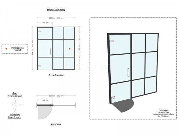 Domestic Garage (Chelmsford, Essex): T-Bar Black Framed Metal and Glass Wall For a Garage / Workshop / Home Gym