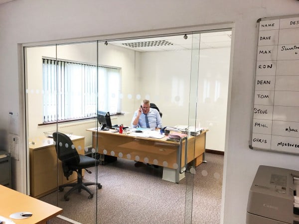 East Midlands Diamond Drilling (Bestwood, Nottingham): Glass Partition With Glass Sliding Door