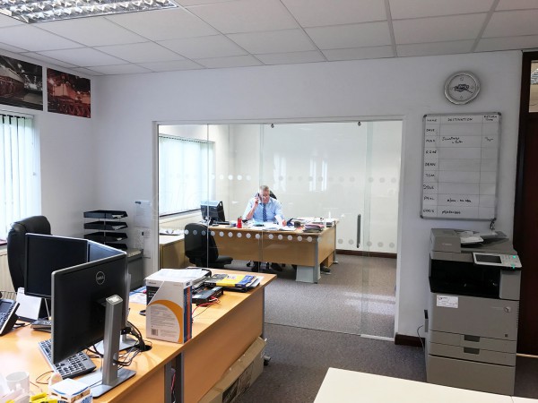 East Midlands Diamond Drilling (Bestwood, Nottingham): Glass Partition With Glass Sliding Door