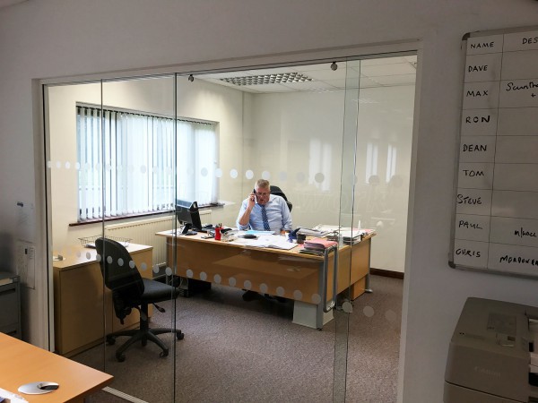 East Midlands Diamond Drilling (Bestwood, Nottingham): Glass Partition With Glass Sliding Door