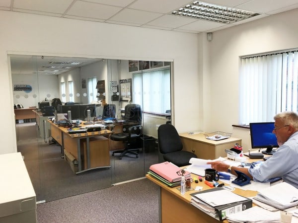 East Midlands Diamond Drilling (Bestwood, Nottingham): Glass Partition With Glass Sliding Door