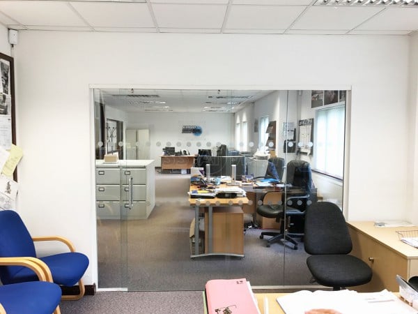 East Midlands Diamond Drilling (Bestwood, Nottingham): Glass Partition With Glass Sliding Door