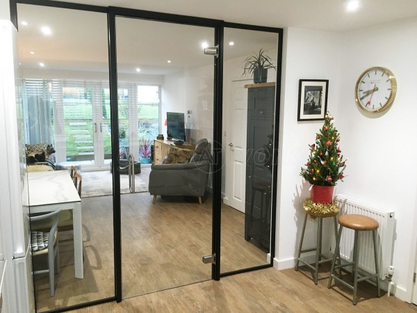 Domestic Project (Norwich, Norfolk): Glass Wall and Door With Black Metal Frame