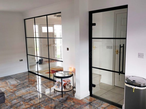 Residential Project (Boston, Lincolnshire): T-Bar Interior Black Metal Framed Glass Walls and Doors
