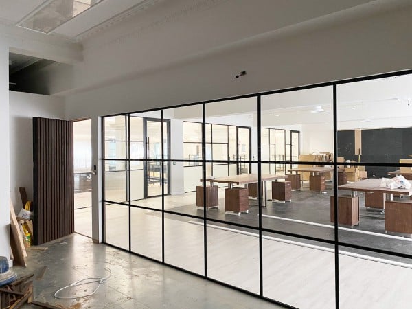 Octopus Architects (Royal Liver Buildings, Liverpool): Warehouse-Style Grid Glass Office Wall With Acoustic Glazing