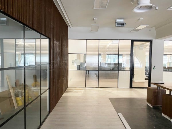 Octopus Architects (Royal Liver Buildings, Liverpool): Warehouse-Style Grid Glass Office Wall With Acoustic Glazing