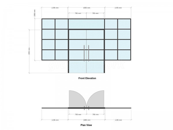 Premier Construction Ltd (Woodnesborough, Kent): Black Framed Industrial-Style T-Bar Partition With Double Doors