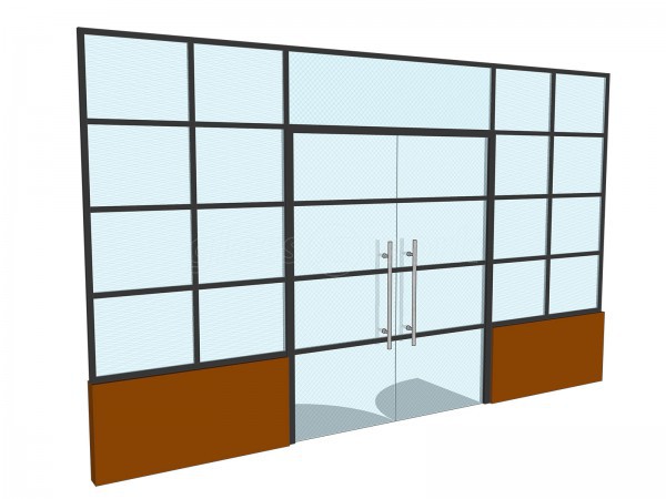 Premier Construction Ltd (Woodnesborough, Kent): Black Framed Industrial-Style T-Bar Partition With Double Doors