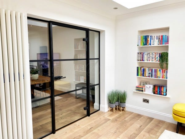 Residential Project (Greenford, Greater London): T-Bar Industrial-Style Partitioning Black Metal and Glass Doors