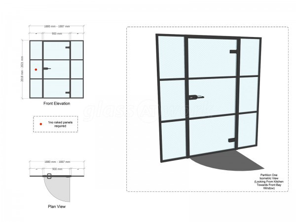 Residential Project (Greenford, Greater London): T-Bar Industrial-Style Partitioning Black Metal and Glass Doors