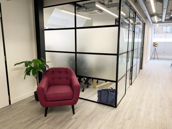 Pico London Ltd (Westminster, London): Full Office Fit-Out in T-Bar Slimline Warehouse-Style Glass Partitioning With Sliding Doors