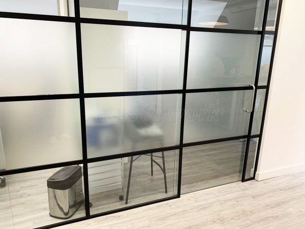 Pico London Ltd (Westminster, London): Full Office Fit-Out in T-Bar Slimline Warehouse-Style Glass Partitioning With Sliding Doors